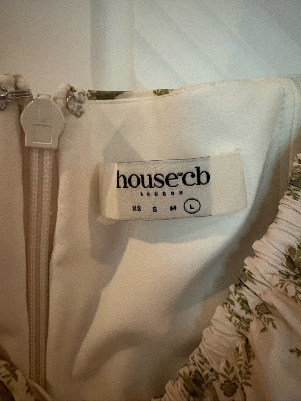 NWOT House of CB Cream Midi Dress with Green Floral Print - Picture 4 of 4